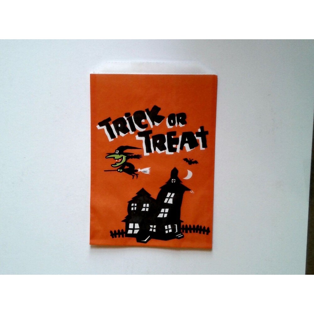 Unique Halloween Trick or Treat Paper Goodie Bag Haunted House Witch Bat